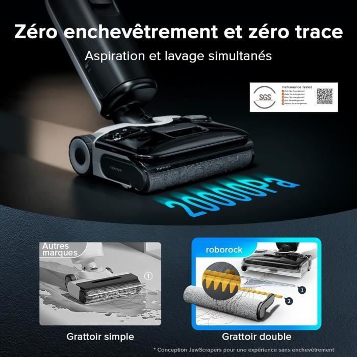 ROBOROCK F25 ACE COMBO - Aspirateur Laveur sans Fil 5-en-1 - Puissance 20 kPa - Lavage à Chaud à 90 °C - Auto-Nettoyage Automatique