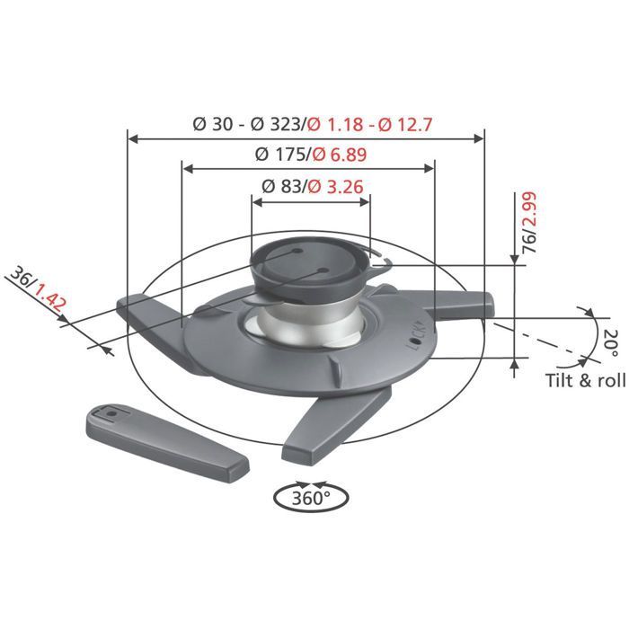 VOGELS EPC-6545 ceiling mount for video projector - 360° rotation - 20° tilt