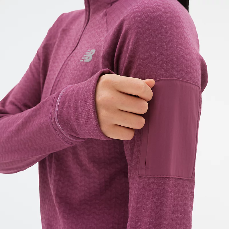 Damska blusa NB Heat Grid Half Zip - Raisin Heather