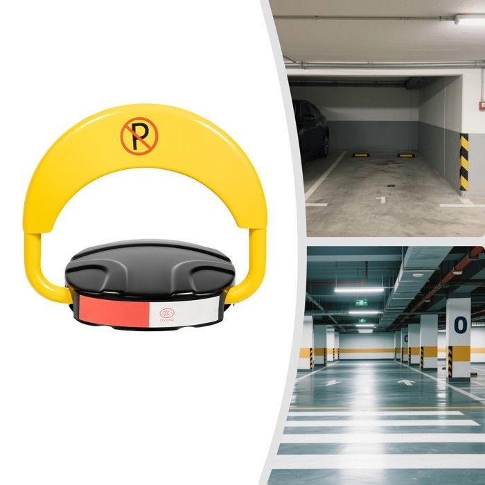 Barrera de aparcamiento eléctrica con mando a distancia de 30 m - Plegable - Funciona con pilas - Seguridad de aparcamiento por inducción