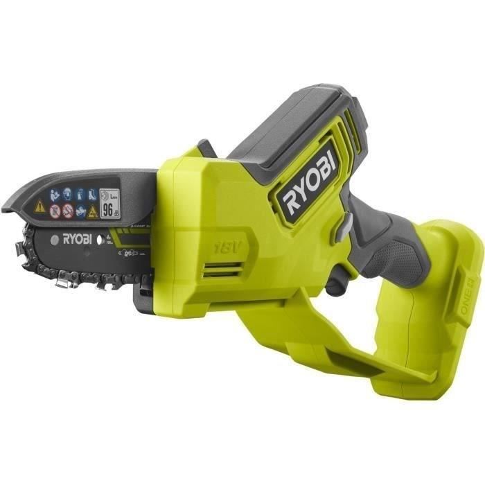RYOBI - Podadora de mano sin escobillas de 18 V, barra guía de 10 cm, 6 m/s + 1 batería de 4 Ah y cargador - RY18PSX10A-0 + RC18120B-140X