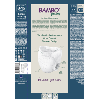 Bambo Nature Dreamy L 8-15 år Babybleier for nattbruk 10 stk. 10 stk.