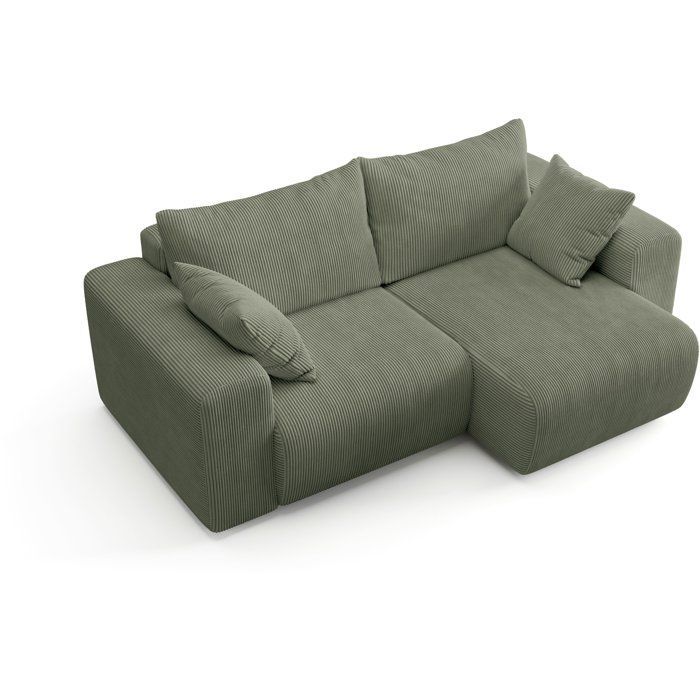 Canapé fixe d'angle réversible - 4 places - BOGOTA - Tissu Vert - 227 x 138 x 86 cm