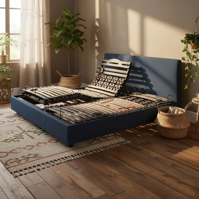 Elektrisch verstelbaar relaxbed met 5 slaapstanden, 2 x 90 x 200 cm, Plénitude Egeïsch Blauw - Heideblauw - 5 jaar garantie - Someo