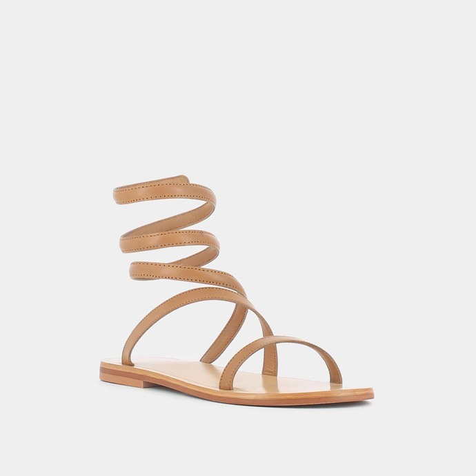 Sandales à brides torsadées  en cuir camel