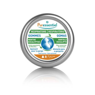 Puressentiel Respiratoire Gommes Menthe Eucalyptus Gomas Mintelã-Eucalipto Calmante para la garganta 45 gr 45 gr