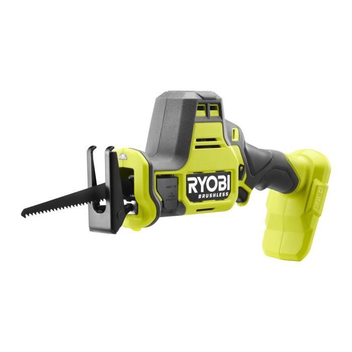 Sierra de sable de una mano - RYOBI - Sin escobillas - 18 V - Compacta - 0-3000 carreras/min - Carrera de la hoja de 16 mm - Capacidad de madera de 90 mm