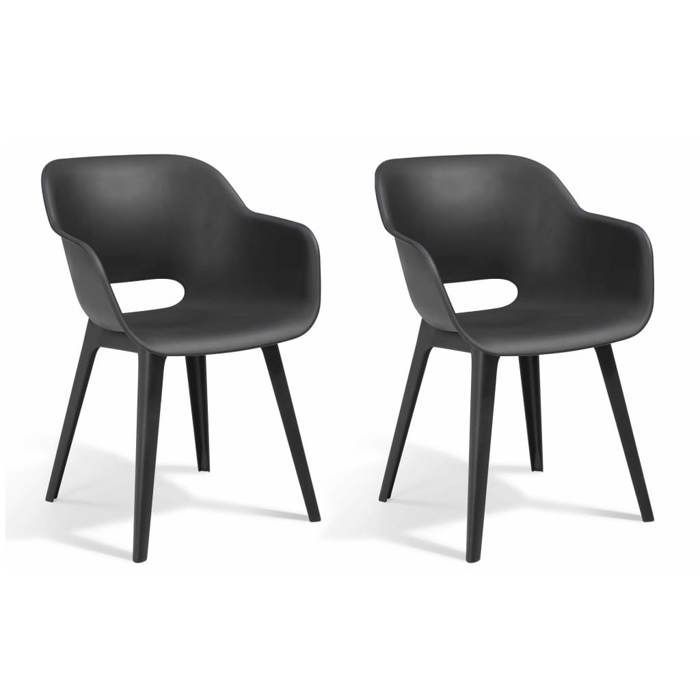 Sillas de exterior Akola - Keter - Juego de 2 - Grafito - Resina - Ergonómicas