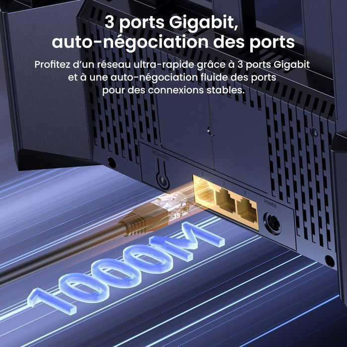 Tenda Routeur WiFi 7 BE3600 - Double Bande - 5 Antennes - 3 Ports Gigabit WAN/LAN - VPN - MLO - NFC - RE3L