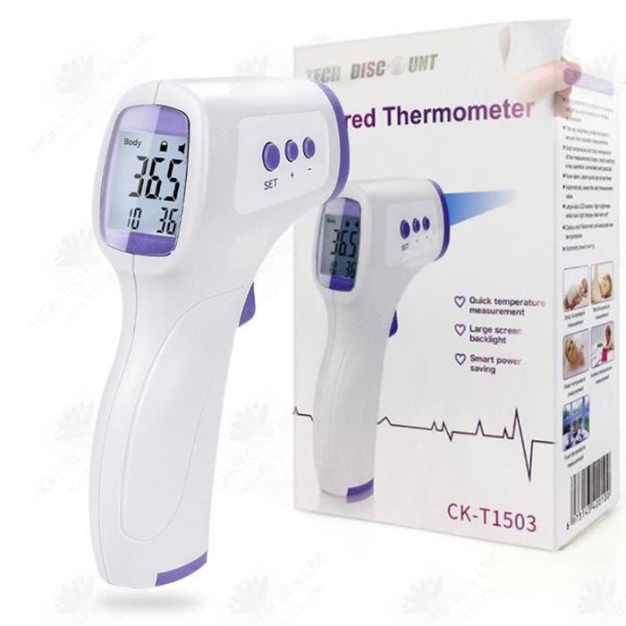 Termómetro electrónico portátil de frente HTBE®, termómetro infrarrojo sin contacto para el cuerpo humano.