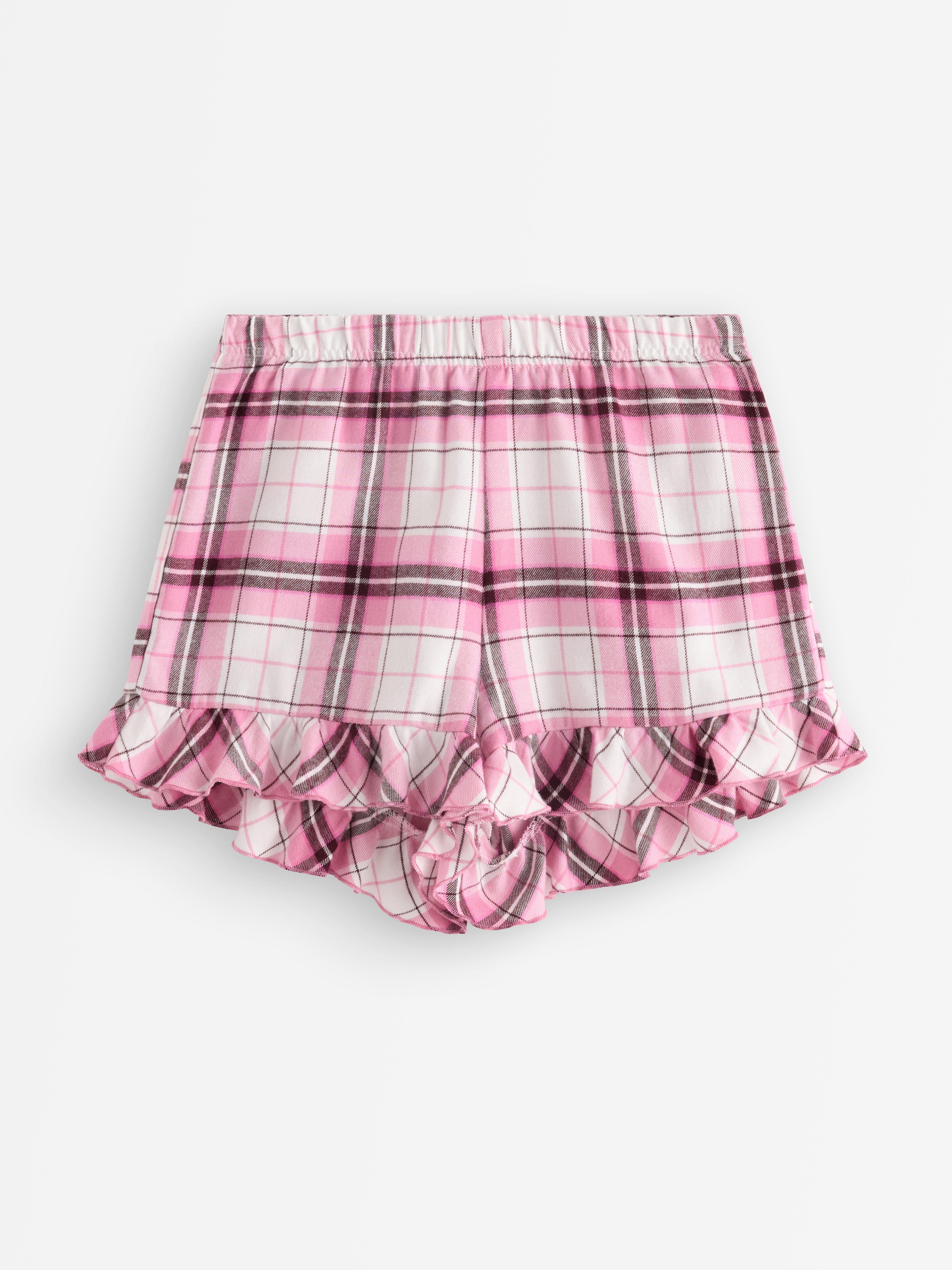 Pantalones cortos de pijama de franela rosa