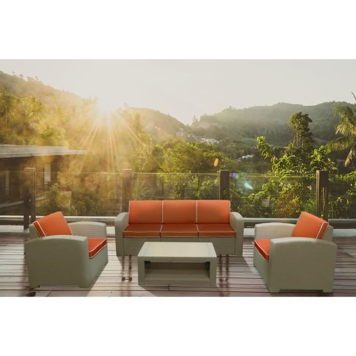 Chillvert Treviso Gartenmöbel-Set aus Kunstharz: 1 Sofa + 2 Sessel + Tisch, Hellgrau