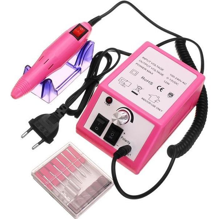 Ponceuse Ongles Électrique Professionnel TEMPSA - 20000 tr/min - Rose - Vitesse réglable