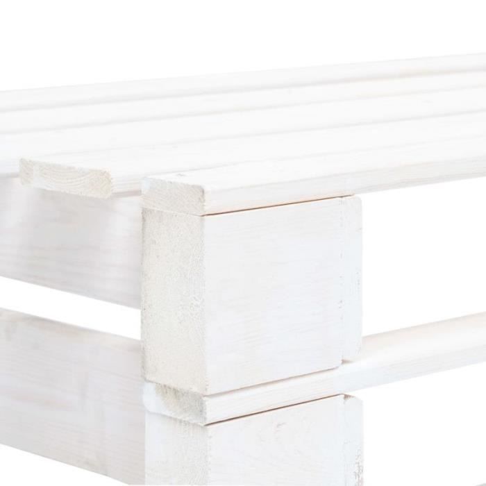 Banco - vidaXL - Palé de jardín - Madera maciza - Blanco - Resistente a la intemperie