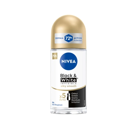 NIVEA Black&White Invisible Silky Smooth antyperspirant roll-on dla kobiet 50 ml