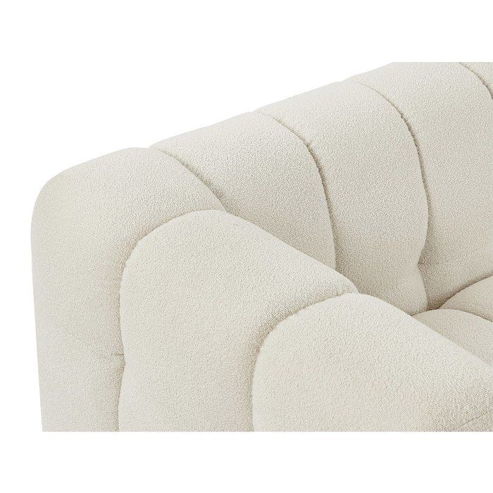 Sofá de 3 plazas y sillón LERICI en tejido bouclé blanco marfil.