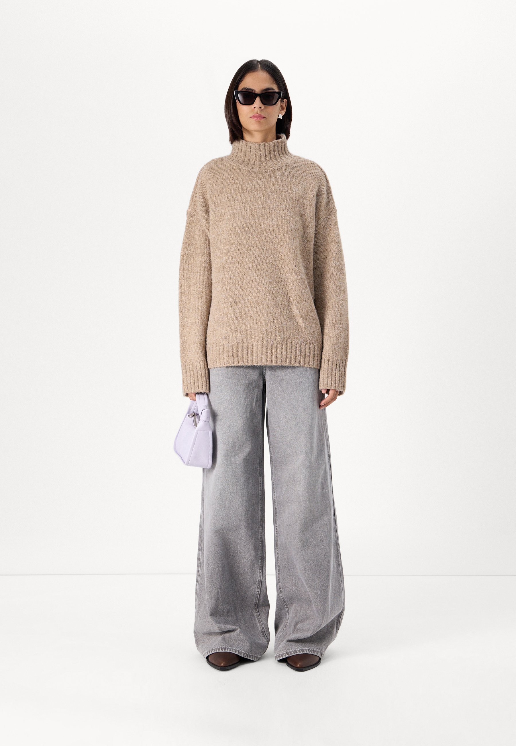Pull col montant Vero Moda Tall VMMADDIE - Vison argenté/mélange