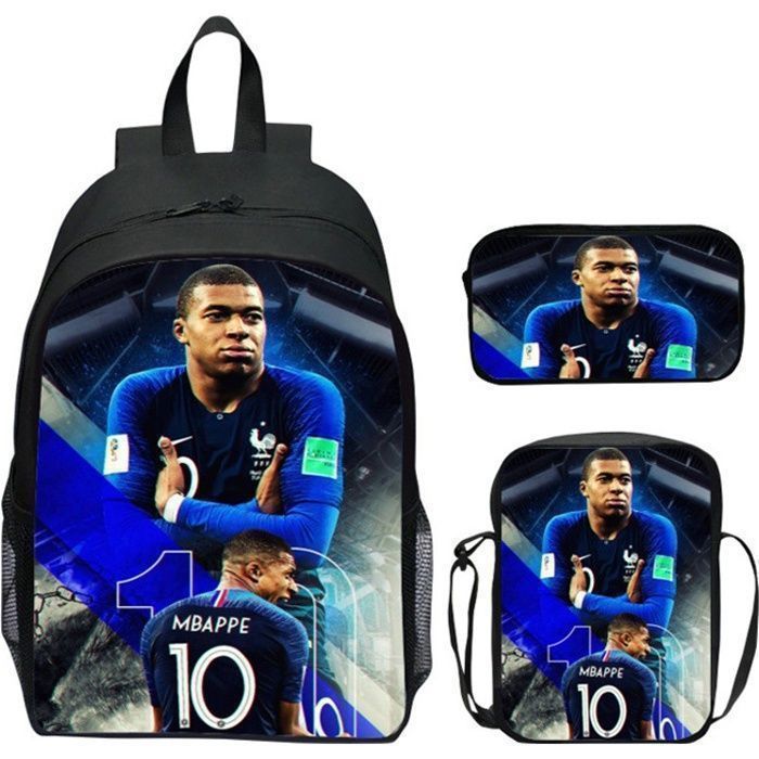 Mbapp Set de 3 mochilas infantiles, incluye lonchera y estuche para lápices - 40x30x13cm Mochila negra