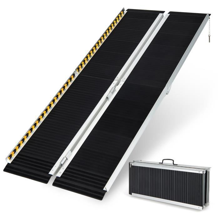 Rampa para silla de ruedas COSTWAY - Rampa de carga de aluminio con placa de transición - 272 kg - 183 x 74 x 8 cm