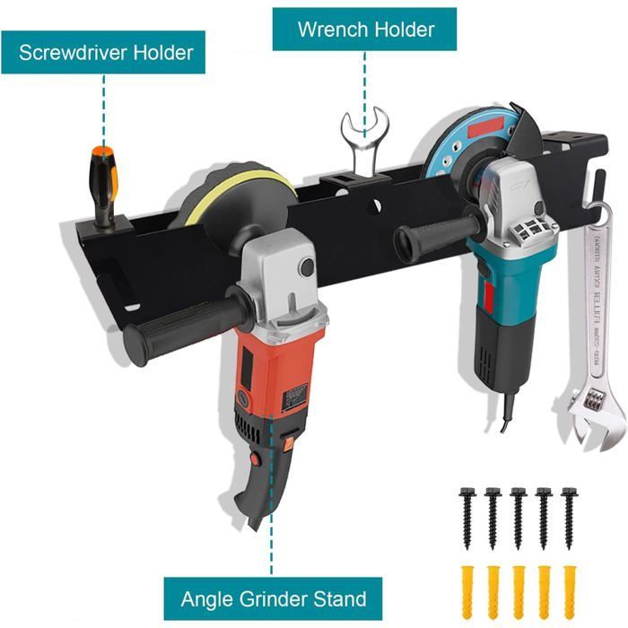 Soporte angular de 2 ranuras para fresadora, soporte para herramientas eléctricas, adecuado para almacenamiento en garaje.