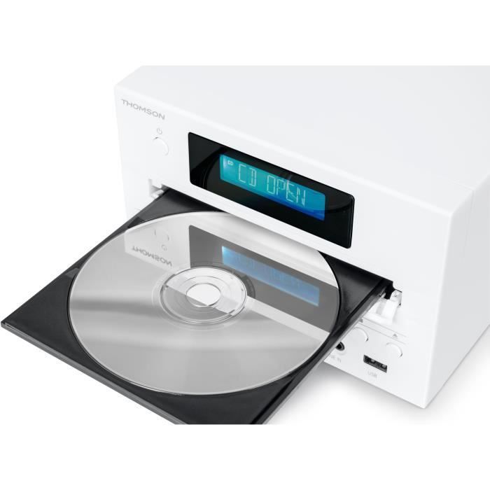 Microchaîne - THOMSON - COSY MIC121BT - Lecteur CD, Bluetooth, Radio FM, MP3, USB - Bois et Blanc