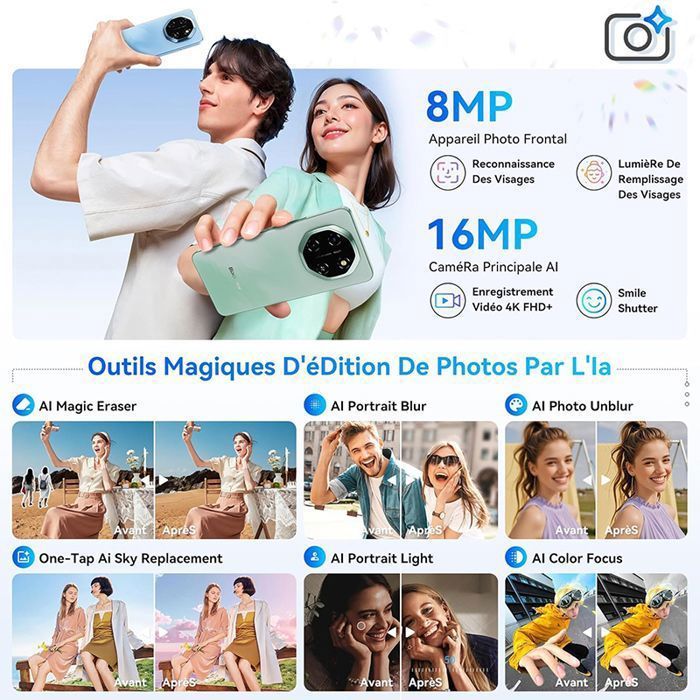 Teléfono móvil Blackview SHARK 6 desbloqueado 5G, 12 GB + 128 GB/2 TB, pantalla de 6,88