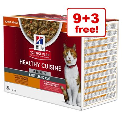 12 x 80g Υγρή Τροφή για Γάτες Hill's Science Plan Healthy Cuisine - 9 + 3 Δωρεάν!*