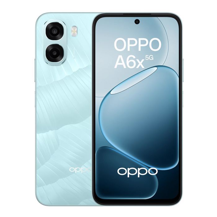 Smartphone OPPO A6x 5G, 4 GB de RAM, 128 GB de almacenamiento, color azul glaciar, procesador Dimensity 6300, batería de 6100 mAh (versión europea).