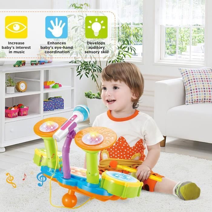 Jouet Bebe 1 an - Instruments de Musique Enfants Tambour Enfant Jouet 1 2 an Jeux Cadeau Noel Enfant 1 2 an pour Bebe Filles