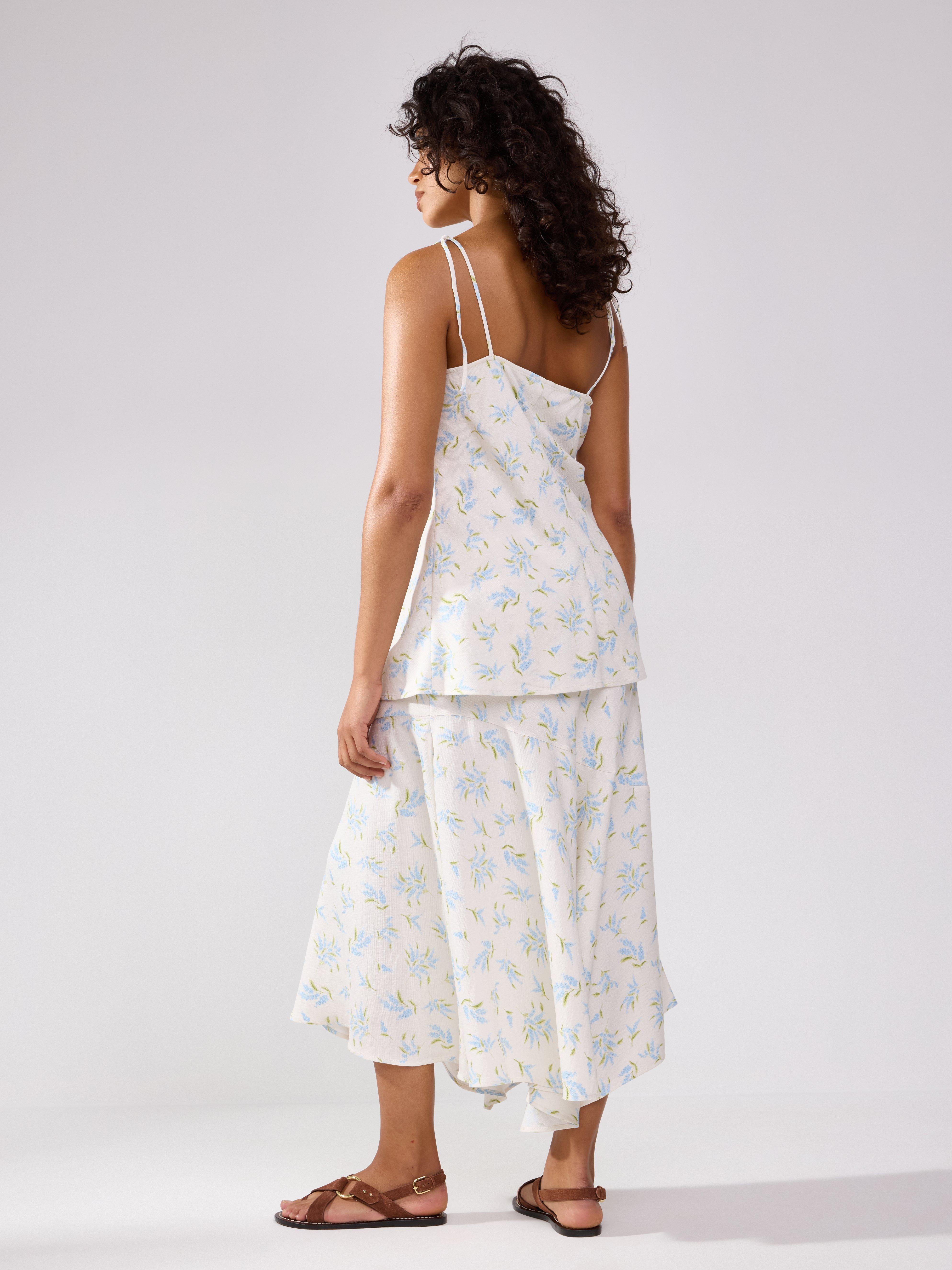 Saia de tecido plano em viscose off-white
