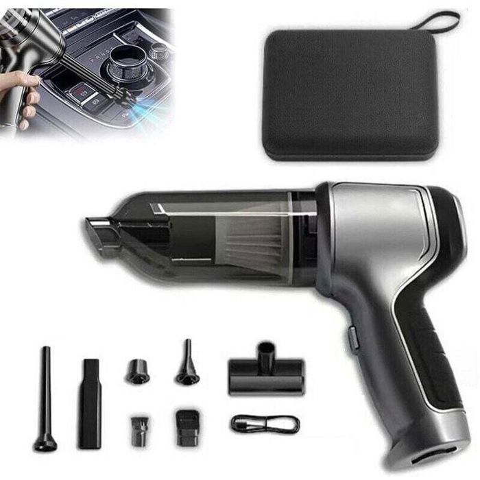 Aspiradora inalámbrica para coche - PZCC - 3 en 1 - 12000 PA - Para uso en seco y húmedo - Múltiples accesorios - Compacta