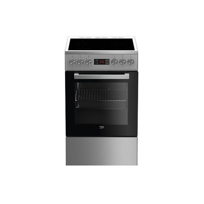Cocina Beko FSM57300GX, acero inoxidable, giratoria, táctil, frontal superior, esmaltada, cerámica.