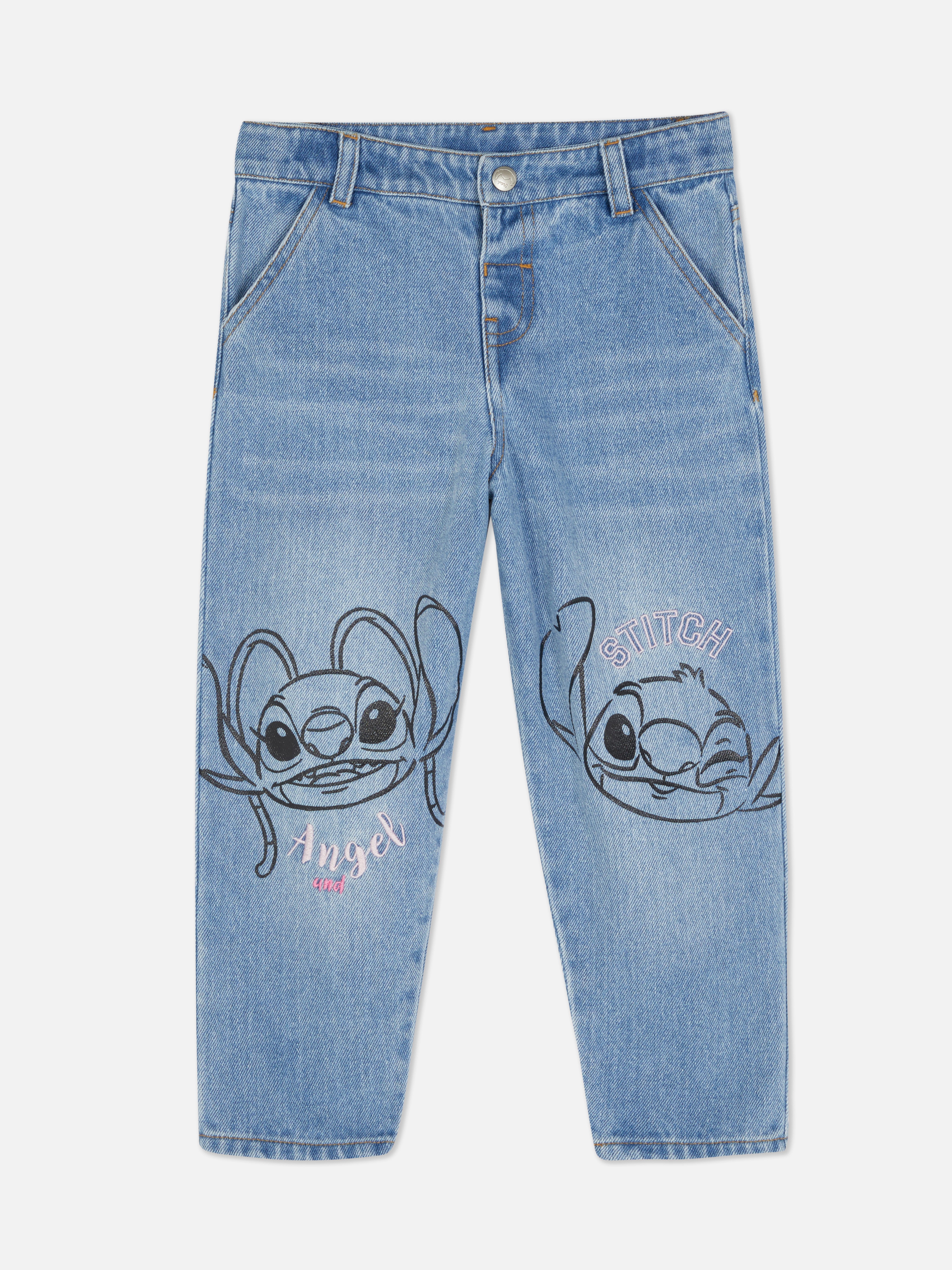 Blugi Disney Stitch Blugi Disney cu găici pentru curea, buzunare și imagini cu personaje