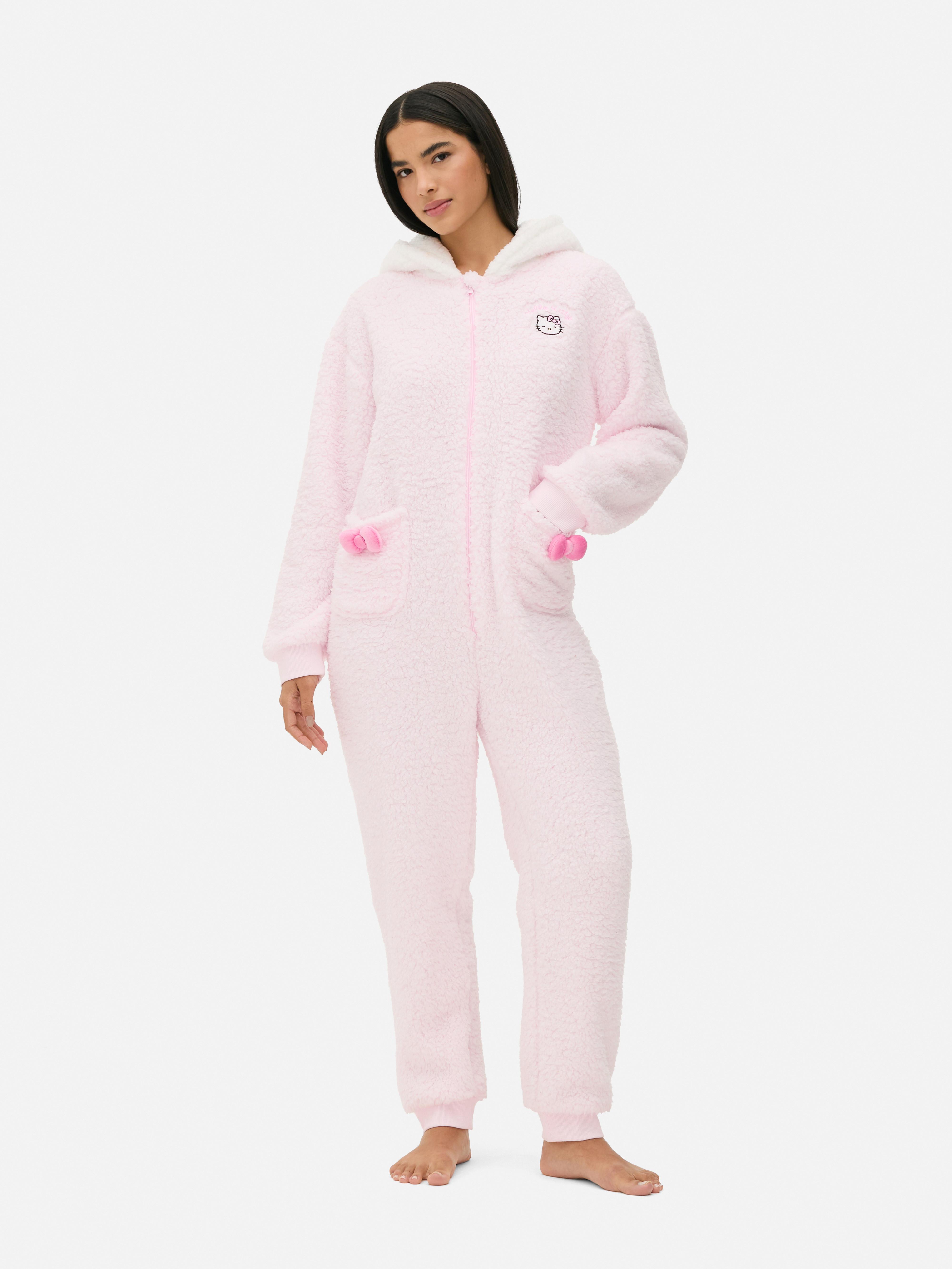 Salopetă Hello Kitty pentru femei Salopetă Hello Kitty cu glugă aplicată, buzunare cu fundă și fermoar