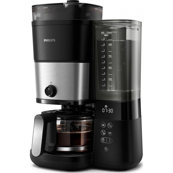 Cafetera de filtro - PHILIPS - Todo en 1 - Molinillo cónico - 1,25 L - Dosificación inteligente