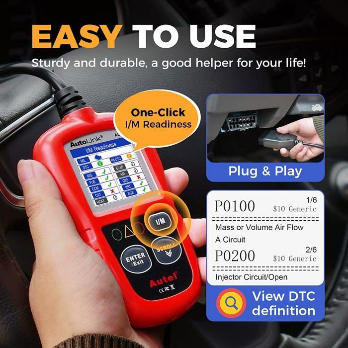 Herramienta de diagnóstico automotriz AUTEL AL319 OBD2 - Lector de códigos con un solo clic - Multimarca - Menú en francés
