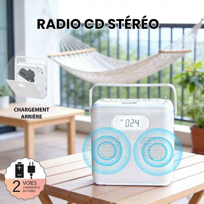 Portable CD Player with Bluetooth, USB, FM Radio with MP3 Conversion, AUX-In, and Stereo Speakers