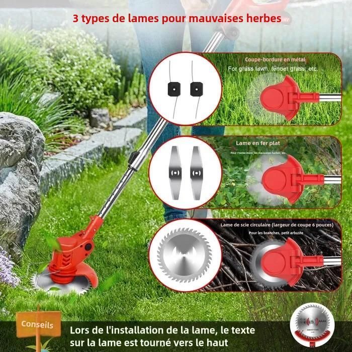 Débroussailleuse sans fil 24V - L'Essentiel - 2 batteries - Capot de protection - Léger 3.2 kg