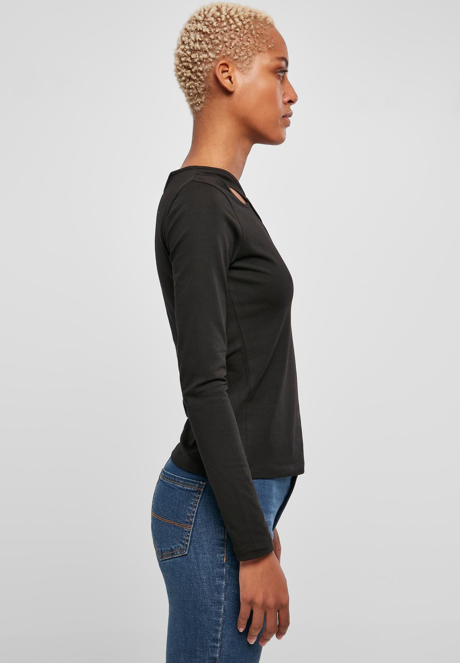 Urban Classics CROSSED CUT OUT LONGSLEEVE - Top s dlouhým rukávem - black
