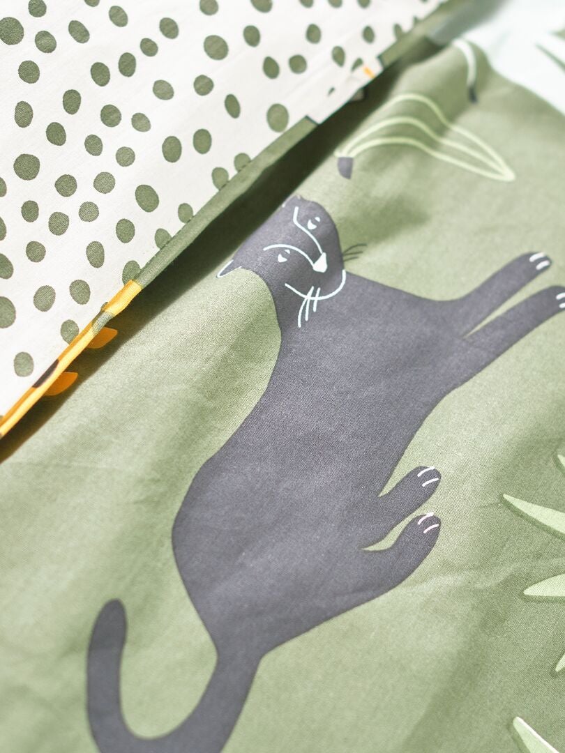 'Dieren'-beddengoedset - Eenpersoons - Khaki met print