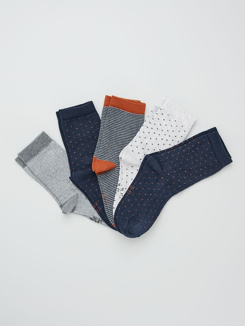 Set van 5 paar bedrukte sokken - BLAUW