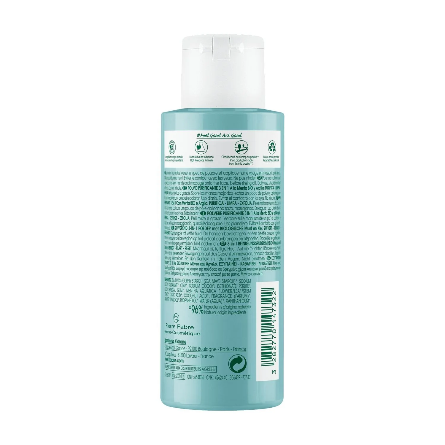 Menta Acquatica Viso Polvere Purificante 3 in 1 alla Menta BIO e all'Argilla - Esfoliante Purificante viso, Esfoliante viso