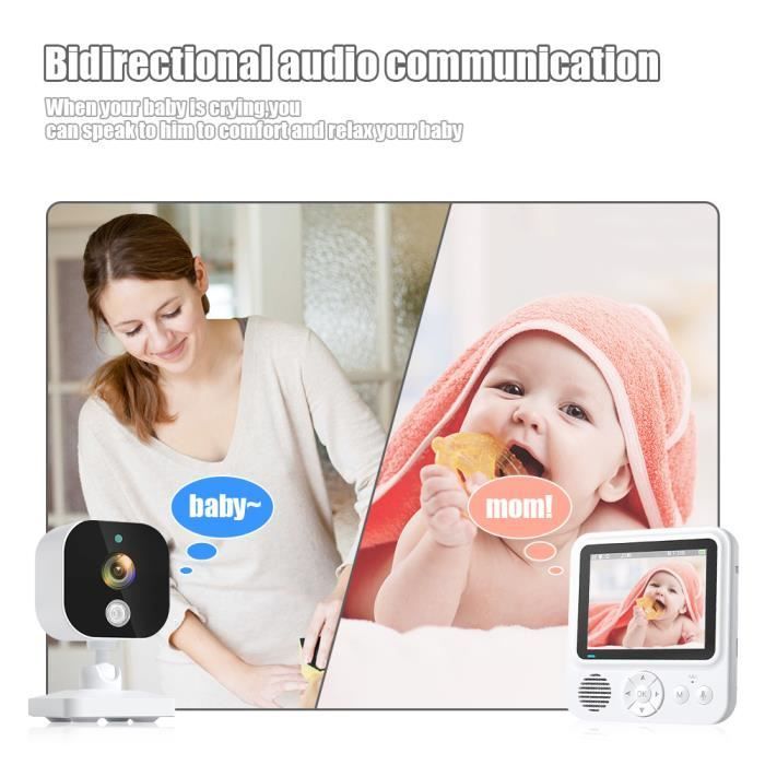 PIMPIMSKY Babyphone vidéo sans fil moniteur pour bébé, ecran de videosurveillance maison Caméra bébé sans fil 2,4 GHz