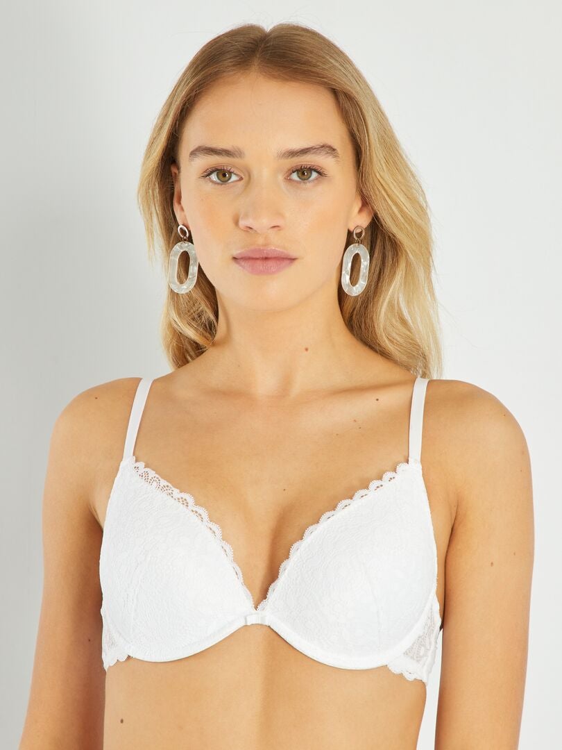 Sutiã Push-Up de Renda - Branco