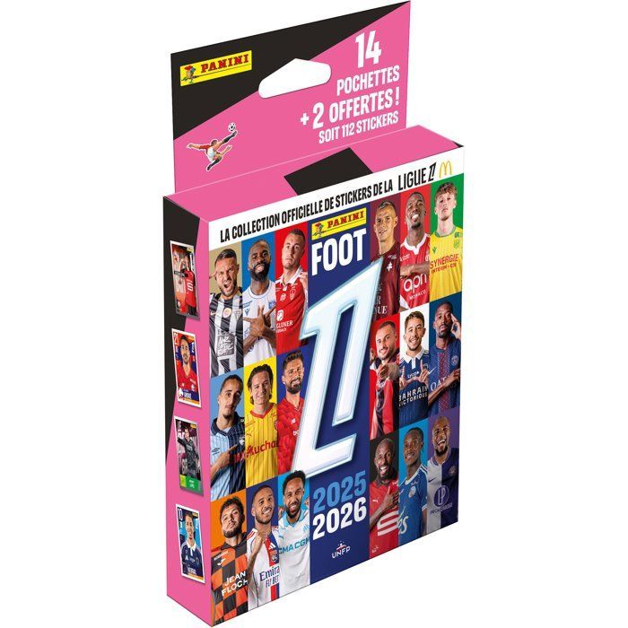 Blisterpackung – PANINI – Fußball FR 2025/26 Ligue 1 McDonald's – 14 Beutel + 2 gratis – 112 Aufkleber