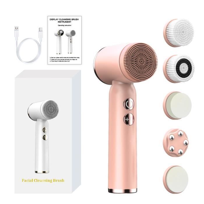 Brosse nettoyante pour le visage, épurateur électrique 6 en 1 pour le visage, rechargeable, étanche IPX6, avec 6 têtes de brosse