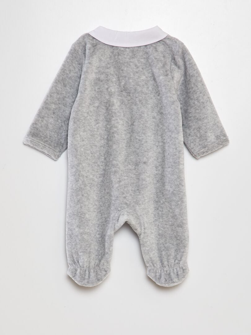 Fluwelen romper met Claudine-kraag - GRIJS
