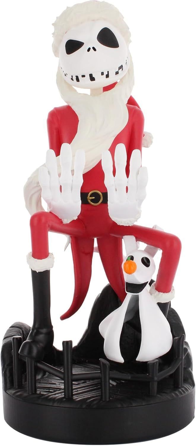 Figura navideña de Jack Skellington de Disney - EXQUISITE GAMING - Cable Guys - Soporte para auriculares, smartphone o accesorios pequeños - 20 cm