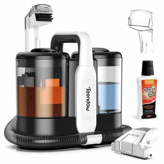 Teendow C5 Carpet Cleaner and Vacuum Cleaner - 500W, 1500ml, Portable, Quiet for Carpets, Sofas, Stairs, Pets, Cars