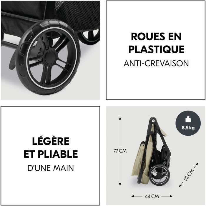 HAUK – Shop N Care Trio 3-in-1 Reiseset – Kinderwagen + Babywanne + Autositz + Adapter – 4 Räder – Olivgrün